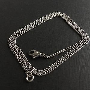 Womens 24&quot; Titanium necklace . hypoallergenic for sensitive skin . delicate 1.8 mm Curb Chain . Pure Titanium 24 inch unisex chain