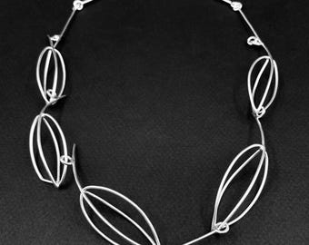 SEED POD necklace . 20" sterling silver speciality chain . modern botanical jewelry . minimal silhouette
