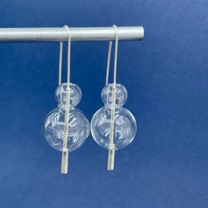 glass BUBBLE earrings . Mid-Century modern french hooks .  minimalist design