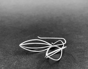 silver SEED POD earrings . modern minimal botanical jewelry . floral French hooks