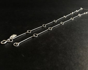 simple MODERN CHAIN . 18" silver chain link necklace .  18 inch hand hammered silver chain . add a pendant . Great Gift . man woman teen