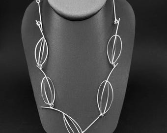 SEED POD necklace . 20" silver speciality chain . modern botanical jewelry . minimal silhouette