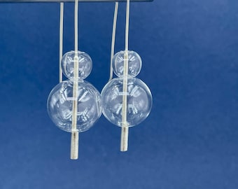 glass BUBBLE earrings . Mid-Century modern french hooks .  minimalist design