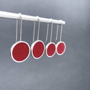 RED CLASSIC circle earrings . modern minimal colorful glass jewelry . Be Bold . Be Original . Holiday gift for your favorite original OR you