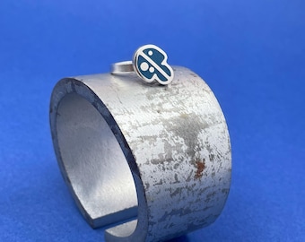 size 6 BLUE blossom ring . sterling silver MODERN promise ring . minimal colorful jewelry