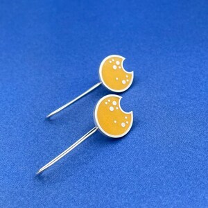 Be BOLD yellow earrings . FRECKLE french hooks . simple silver Polka Dot earrings . minimalist jewelry . botanical floral . Be BRIGHT Be You image 4