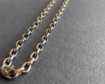 18 inch Titanium necklace . lead nickel free hypoallergenic  . 4mm Half Round Oval Chain . Grade 1 Pure Titanium .  Men's Jewelry Gift