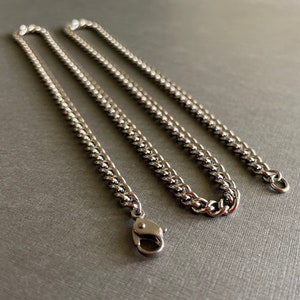 20&quot; Titanium necklace . hypoallergenic . 4.4 mm Pure Titanium Curb Chain . 20 inch titanium chain . Partner Gift . unisex titanium jewelry