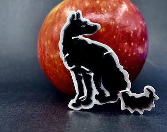 WOLF brooch . big modern sterling silver Jackal pin . artisan statement jewelry