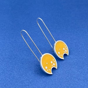 Be BOLD yellow earrings . FRECKLE french hooks . simple silver Polka Dot earrings . minimalist jewelry . botanical floral . Be BRIGHT Be You image 5