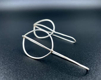 BOTANICAL seed earrings . modern minimal silver leaf silhouette dangles