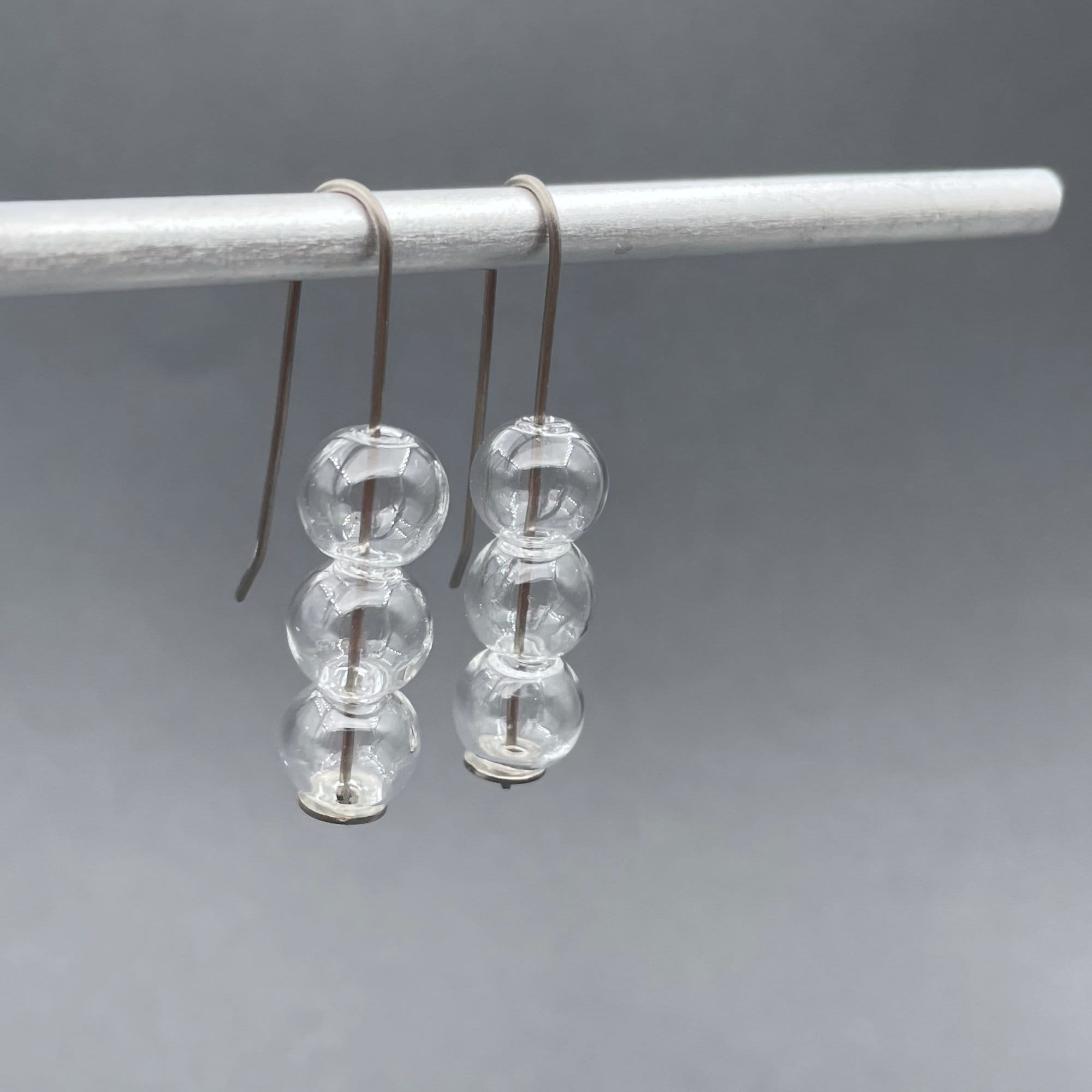 Titanium Ear Stack Small STACK Glass BUBBLE Earrings . Modern Minimalist - Titanium Ear ...
