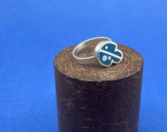 size 6 BLUE blossom ring . sterling silver MODERN promise ring . minimal colorful jewelry