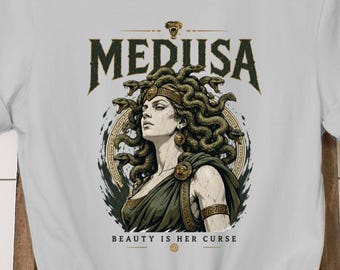 Medusa Beauty Is Her Curse T-Shirt, Greek Mythology Graphic Tee, Gorgon Apparel