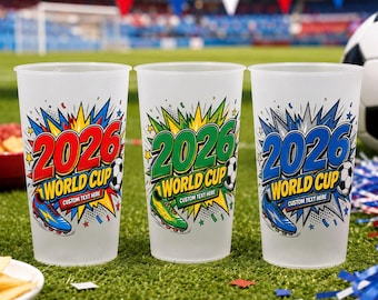 2026 World Cup Soccer Party Cups, Personalized Game Day Frosted Plastic Cups