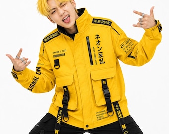 Cyberpunkjack 2077, Japans Techwear-jack, Anime Streetwear-jas, Oversized Neon Samurai-jack, Techwear
