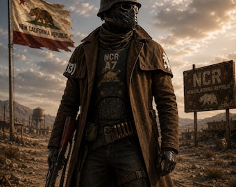 Op Fallout geïnspireerde suède stofdoekjas New Vegas NCR Cosplay
