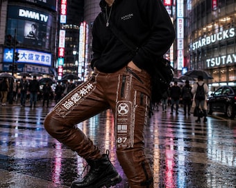Leren broek voor heren, handgemaakte leren cargobroek, gotische leren broek, motorbroek, leren broek middeleeuwse stijl, custom fit