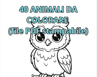 Livro de colorir de animais em PDF, 40 desenhos para imprimir para crianças, livro digital para imprimir, atividades para pré-escolares