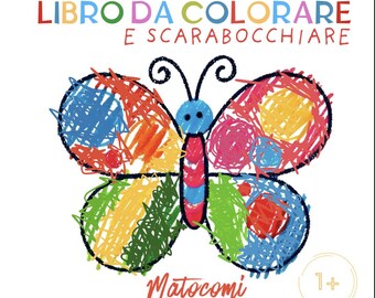 Livro de colorir para crianças de 1 ano (PDF), primeiros rabiscos do bebê, linhas grandes e simples, desenhos fáceis para crianças pequenas, download digital