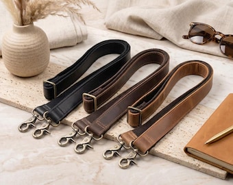 Wide Shoulder Strap For Purse, Leather Bag Strap, Adjustable Crossbody Bag Strap, Replacement Handbag Strap, Detachable Strap With Clips