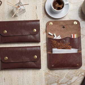 hand rolling tobacco case Pouch Leather, Designed for the for Filter, Rolling Papers and Tobacco. Customizable Closure, Button or Lace can be used as a cosmetic bag as well Tobacco Case With Papers -