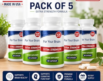 Extra Strength Brain Wellness Supplement 60 Capsules Pack of 5