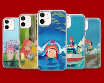 Ponyo Mobilskal Studio Ghibli Anime Skal för iPhone 17Pro, 16, 15, 14, 13, 12 Samsung S26, S25, S24, S23Fe, A16, A56, Pixel 10