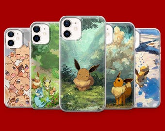 Eevee Telefonskal Pokemon Eeveelotuions Fodral för iPhone 17Pro, 16, 15, 14, 13, 12 Samsung S26, S25, S24, S23Fe, A16, A56, Pixel 10