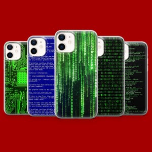 Funda para teléfono Matrix con código informático para iPhone 17 Pro, 16, 15, 14, 13, Samsung S26, S25, S24, S23 Fe, A16, A56, Pixel 10, 9