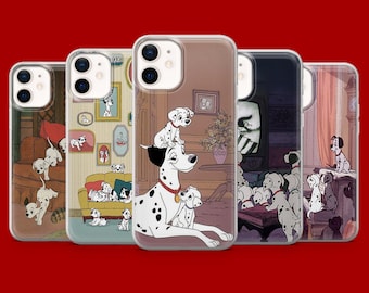 101 Dalmatiner Mobilskal Hund Tecknad Dalmatiner Fodral för iPhone 17Pro, 16, 15, 14, 13, 12 Samsung S26, S25, S24, S23Fe, A16, A56, Pixel 10