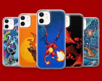 Charizard Mobilskal Pokemon Elddraken Fodral för iPhone 17Pro, 16, 15, 14, 13, 12 Samsung S26, S25, S24, S23Fe, A16, A56, Pixel 10