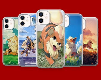 Growlithe Mobilskal Pokemon Arcanine Skal för iPhone 17Pro, 16, 15, 14, 13, 12 Samsung S26, S25, S24, S23Fe, A16, A56, Pixel 10