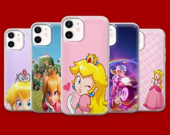 Prinsessan Peach Mobilskal Mario Bros Fodral för iPhone 17Pro, 16, 15, 14, 13, 12 Samsung S26, S25, S24, S23Fe, A16, A56, Pixel 10
