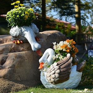 Schwan Pflanztopf, Outdoor Vogel Gartenpflanztopf, Bauernhaus Terrasse Blumentopf, Cottage Garten Dekor, Tier Gartenskulptur