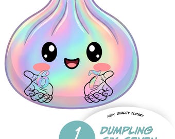 Clipart de raviolis arc-en-ciel kawaii – joli personnage PNG pastel Bao Bun