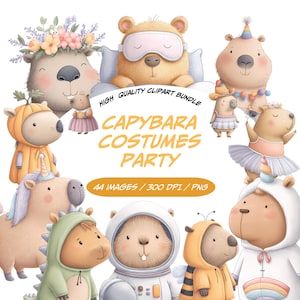Kawaii Clipart Mega Bundle: Cute Capybara Costumes for Party Invitations & Creative Projects