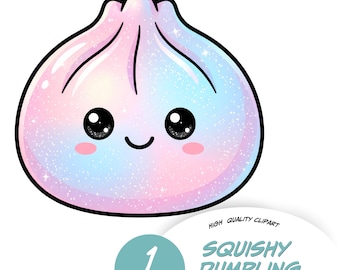 Squishy Dumpling Clipart PNG, Kawaii Bao Bun Clipart, personnage Pastel de boulette, clipart nourriture mignonne, autocollant imprimable PNG