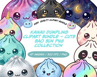 Mega Bundle de cliparts kawaii - Collection de graphiques mignons boulettes Bao Bun