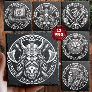 Vikingaklanemblem PNG | Lasergraveringsfiler för skifferunderlägg | Nordiska symboler, Oden, Varg, Korp, Långskeppsdesigner