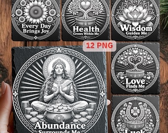 Laser Engraving PNG Bundle | Slate Engraving Files | Inspirational Quote Designs | Glowforge xTool LightBurn | 12 PNG Files