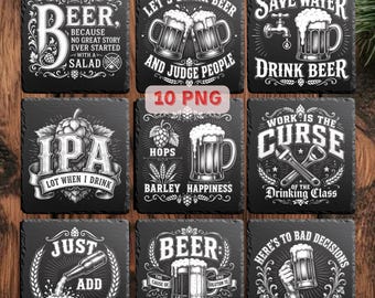 Bier Barkeeper Digitale Dateien für die Lasergravur | Schiefer Untersetzer PNG Designs | Glowforge xTool LightBurn
