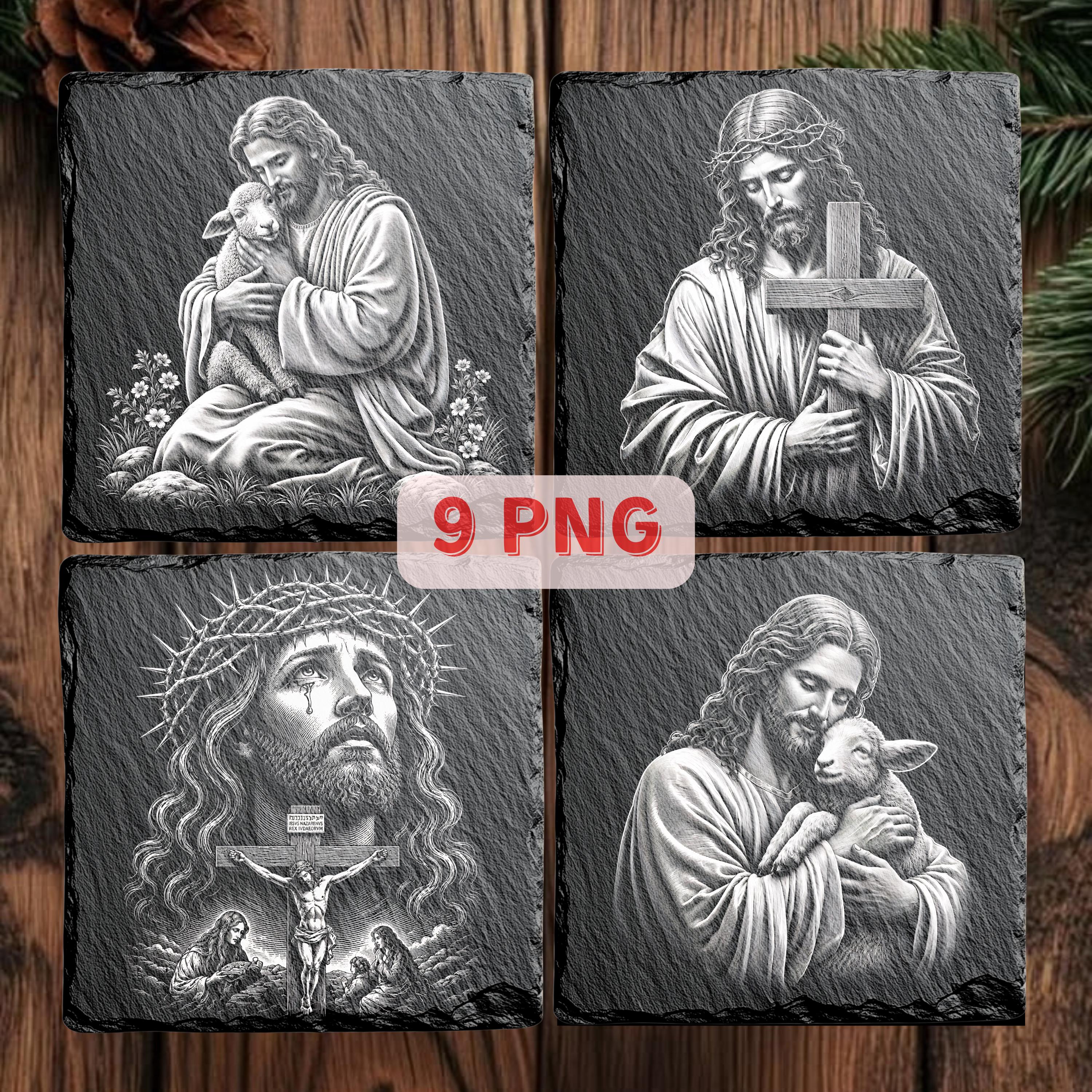 Jesus Slate Engraving PNG Bundle, Christian Laser Engraving Files ...