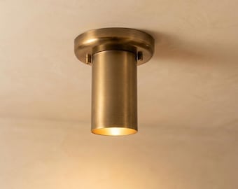 Vintage metall ytmonterad lampa || Minimalistisk cylinderformad taklampa