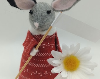 Conejo de fieltro hecho a mano - Portanotas con forma de conejito para decoración de primavera - Colección Menagerie of Felt Enchantments
