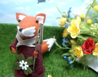 Portafotos de zorro de fieltro hecho a mano – Decoración de primavera - Colección Menagerie of Felt Enchantments