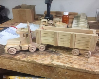 Wooden semi and trailer