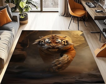 Wild Tiger Rug, Forest Tiger Rug, Bold Tiger Rug, Animal Area Rug, Fantastic Carpet, Home Decor Rug, Custom Rug, Non Slip Based Carpet