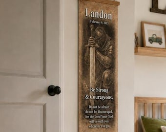 Banner cristiano personalizado para niños con nombre y versículo bíblico / Decoración para habitación infantil en inglés o español