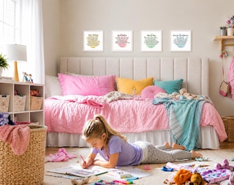 Paquete de láminas con oraciones católicas esenciales para niños: Huella de mano / Padre Nuestro, Ave María, Gloria al Padre y Acto de Contrición / Decoración para la habitación del bebé